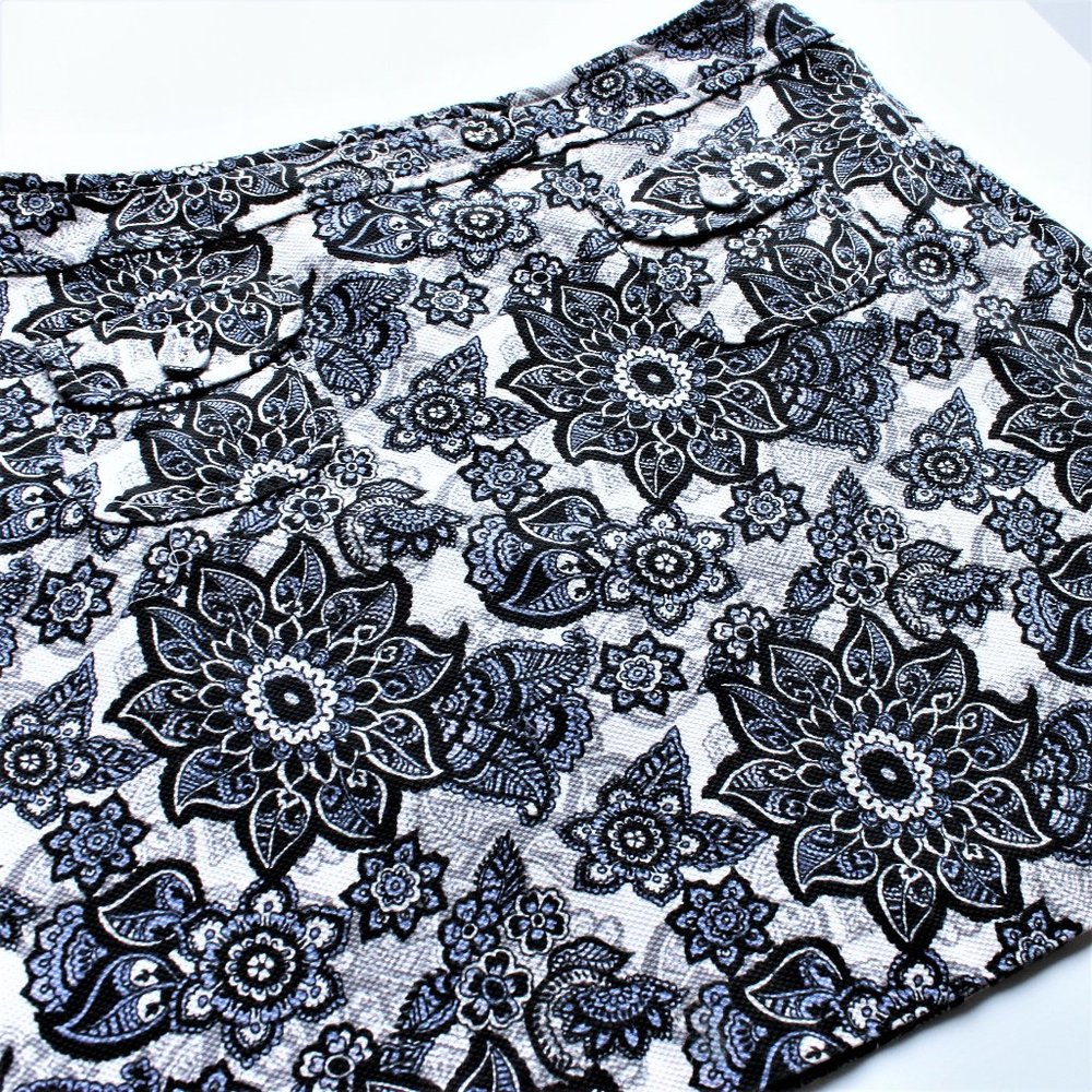 LOFT Skirt Short Stretch Straight Blue Floral - Picture 8 of 10